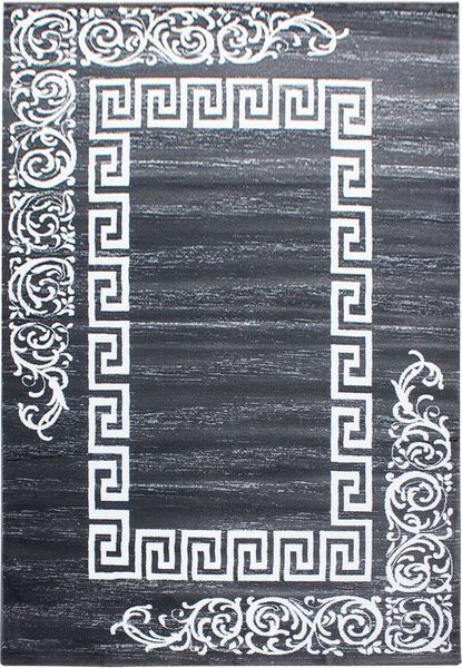 Teppium Teppich Mäander-Design, Rechteckig, Höhe: 12 mm, Modern Kurzflor Teppich Wohnzimmer Mäander-Design Grau Pflegeleicht