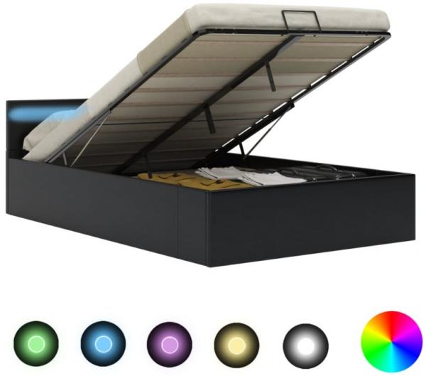vidaXL Bett mit Bettkasten Hydraulisch LED Kunstleder 140x200 cm 285543