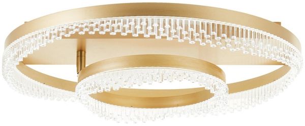 Lightbox Deckenleuchte, CCT - über Fernbedienung, LED fest integriert, warmweiß - kaltweiß, LED-Deckenleuchte, doppelter Rahmen, Kristallelemente, Goldfarben