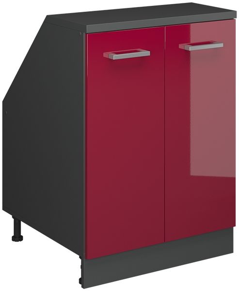 Dachschrägenschrank Rion Rot Hochglanz 60 x 81.6 cm mit 2 Türen, Schrankkorpus 60 cm Tiefe Vicco
