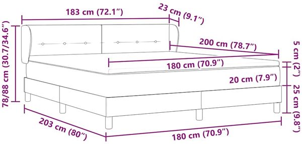 vidaXL Boxspringbett mit Kopfteil Dunkelblau 180 x 200 cm Samt 3340404 Bild 11