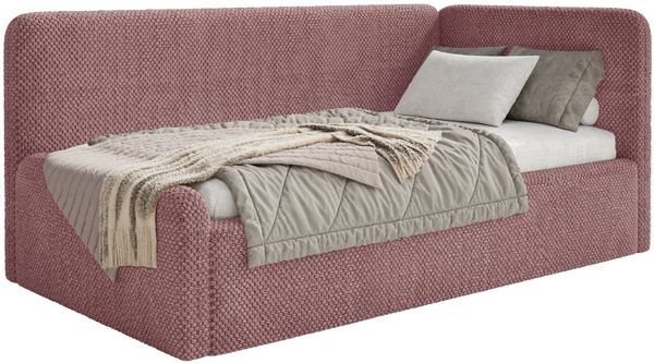 Selsey Fanko – Kinderbett 90x200 cm mit Rausfallschutz, Kopfteil rechts, Plüsch, Rosa