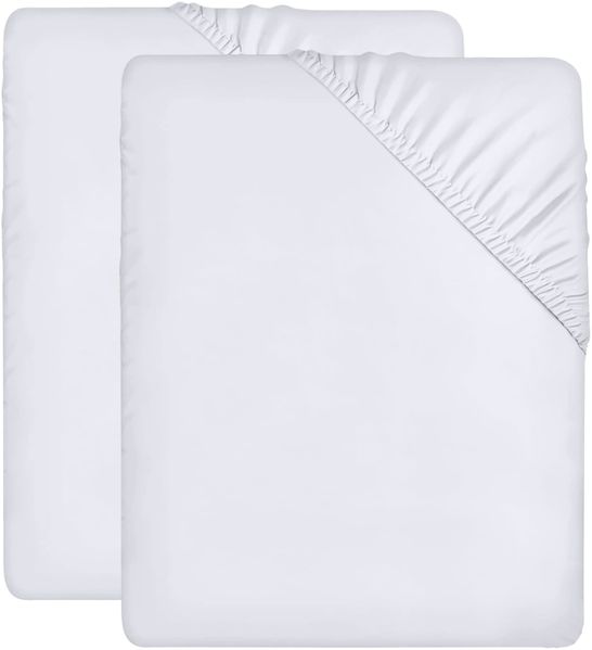 Utopia Bedding - 2er Set Spannbettlaken 135x190 cm - Weiß - Gebürstete Mikrofaser Spannbetttuch - 35 cm Tiefe Tasche