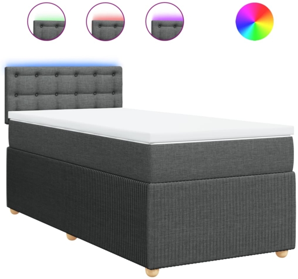 vidaXL Boxspringbett mit Matratze Dunkelgrau 80x200 cm Stoff 3289598
