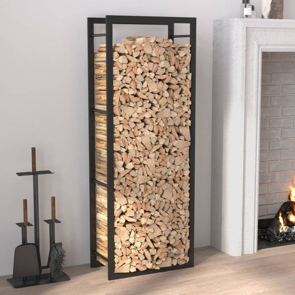 vidaXL Brennholzregal Mattschwarz 50x28x132 cm Stahl 350306
