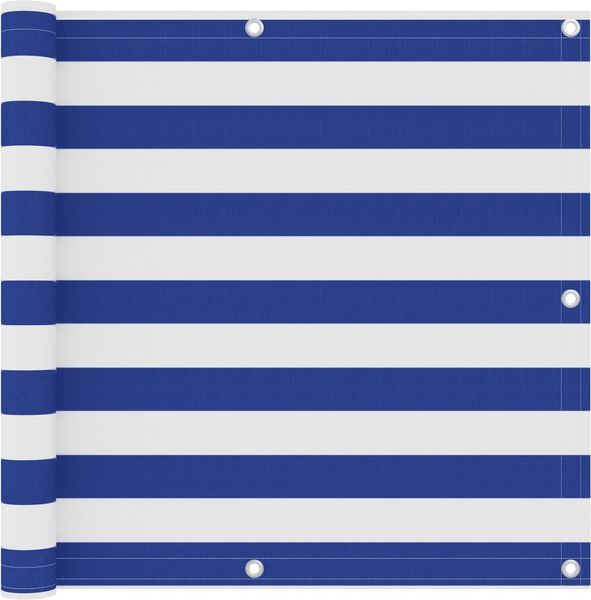 vidaXL Balkon-Sichtschutz Weiß und Blau 90x600 cm Oxford-Gewebe 134919