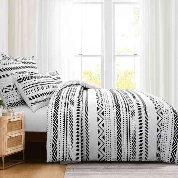 Bettwäsche Set 200x220 Grau Boho Muster Mikrofaser Weich Bügelfrei Bild 3