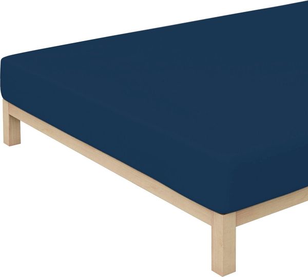 Schlafgut Spannbettlaken Premium, Gummizug: rundum, (1 Stück), Mako-Zwirn-Jersey, Blue Deep, L 140x200 cm - 160x220 cm Bild 3