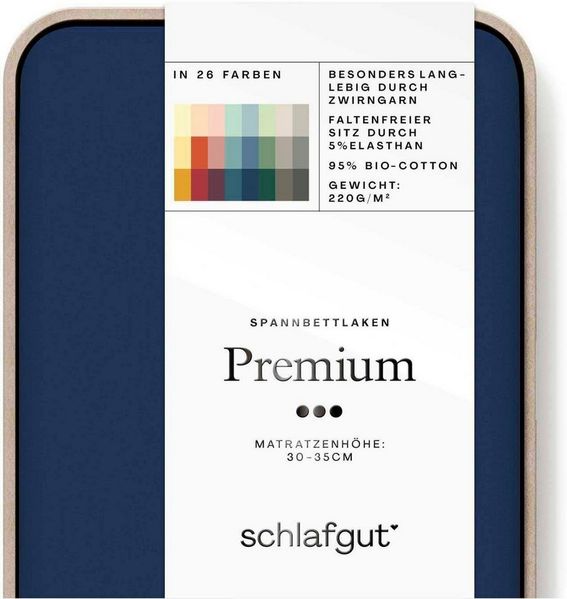 Schlafgut Spannbettlaken Premium, Gummizug: rundum, (1 Stück), Mako-Zwirn-Jersey, Blue Deep, L 140x200 cm - 160x220 cm Bild 2