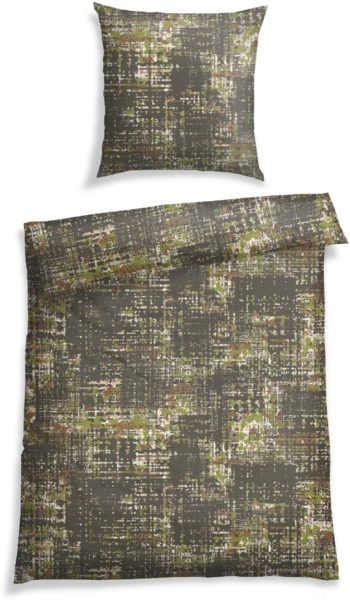 Schiesser Bettwäscheset Bator - Baumwollsatin - 2-teilit - 135 x 200 cm - Oliv Bild 1