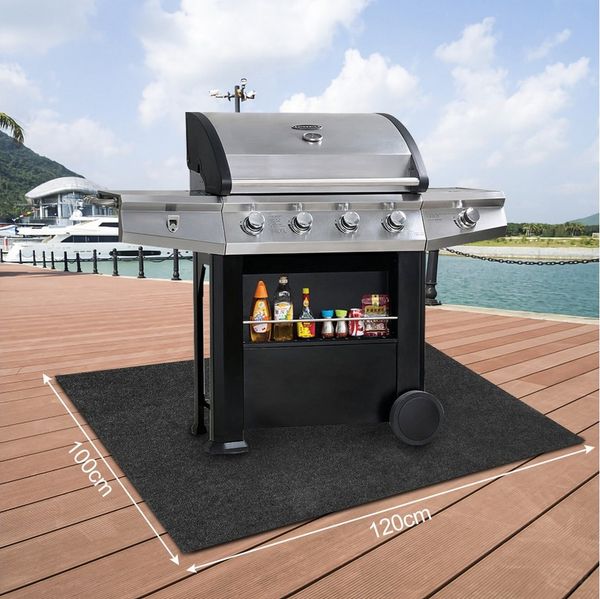 Clanmacy Outdoorteppich BBQ Matte Grillteppich Grillmatte Teppich Bodenschutzmatte 100x120cm