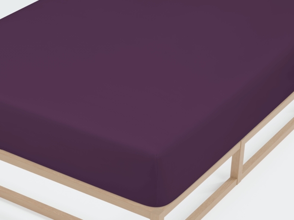 Biberna Jersey-Spannbetttuch, 100 % Baumwolle, Dunkelviolett, 1x 90x190 cm - 100x200 cm