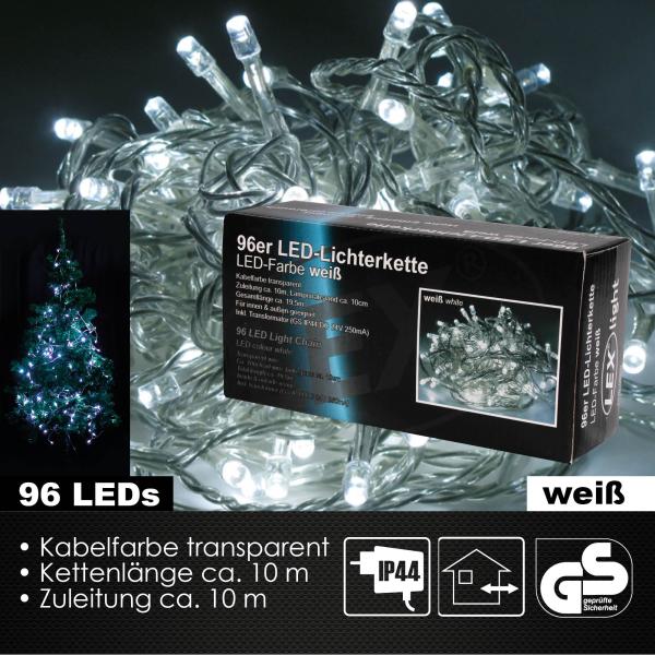 96er LED Lichterkette Außen Innen Partylichterkette Weihnachtslichterkette weiß