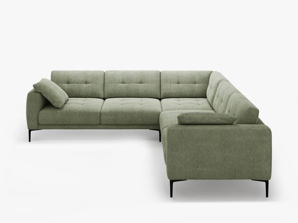 Micadoni Ecksofa Bemy 5-Sitzer Strukturierter Stoff Dunkel-Olivgrün Bild 2
