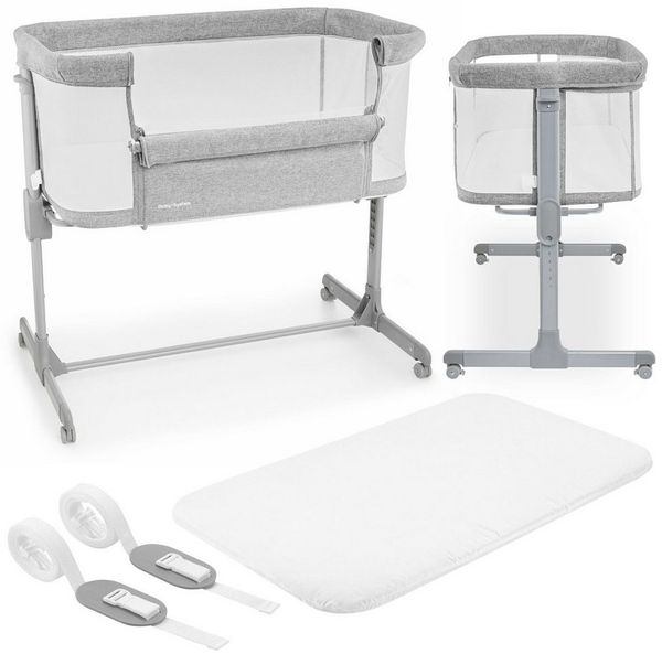 Moby-System Beistellbett Baby-Beistellbett LUNA 3in1 - Ideal für Neugeborene - grau