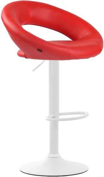 Barhocker MEKIM - Kunstleder Rot 53x47x80 cm Weiß | Barstuhl Höhenverstellbar Mit Lehne Drehbar Tresenhocker Tresenstuhl Kneipenhocker Kneipenstuhl