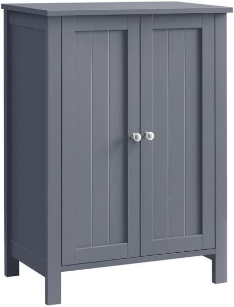 VASAGLE Badezimmermöbel auf Füßen, Aufbewahrungsschrank, Schrank mit 2 verstellbaren Regalen, 30 x 60 x 80 cm, Grau BCB60GY