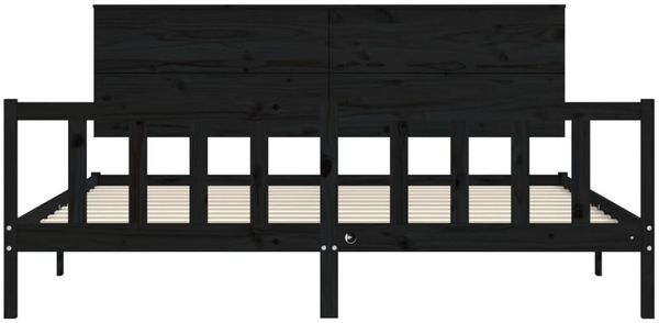vidaXL Massivholzbett mit Kopfteil Schwarz 200x200 cm 3193425 Bild 6