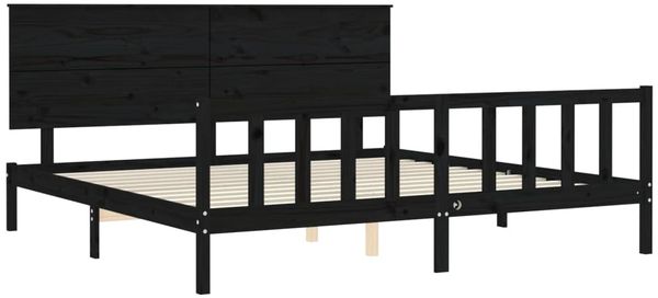 vidaXL Massivholzbett mit Kopfteil Schwarz 200x200 cm 3193425 Bild 5