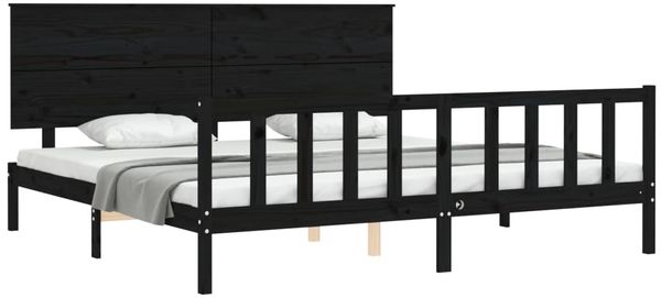 vidaXL Massivholzbett mit Kopfteil Schwarz 200x200 cm 3193425 Bild 4