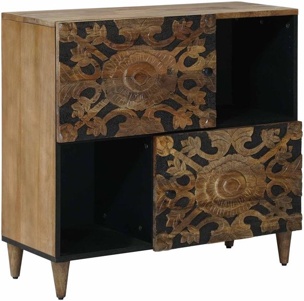 vidaXL Sideboard mit Speicher Braun 80 x 33,5 x 75 cm Massivholz Mango 4018359