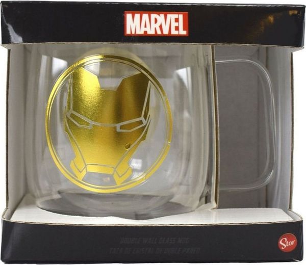 Glastasse mit Doppel-Wand Iron-Man ca. 290 ml Avengers Sammlertasse aus Glas