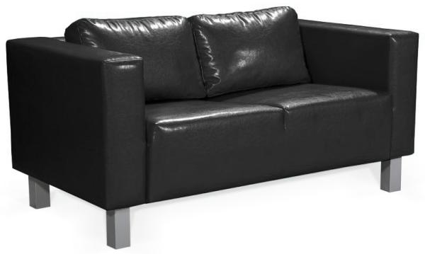 Sofa Designersofa MAILAND 2-Sitzer in Kunstleder Schwarz