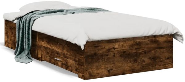 vidaXL Bettgestell mit Schubladen Räuchereiche 75x190 cm Holzwerkstoff 3280444 Bild 2