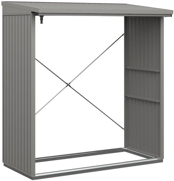 Hörmann Ecostar Metall Kaminholzregal Trend Typ 2, graualuminium, 181 x 103 x 198 cm (T x B x H)