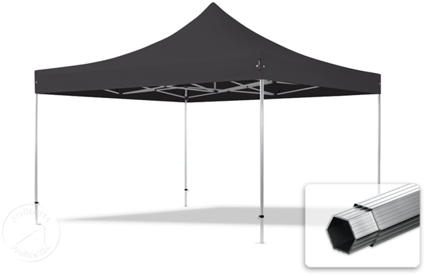 4x4 m Faltpavillon, PROFESSIONAL Alu 40mm, feuersicher, schwarz