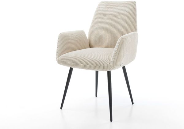 Esszimmerstuhl Zoa-Flex Cord Beige 4-Fuß konisch Schwarz Taschenfederkern