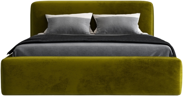 Polsterbett LUMO 140x200 mit Matratze, Bettkasten und Lattenrost. Farbe: Olive 9