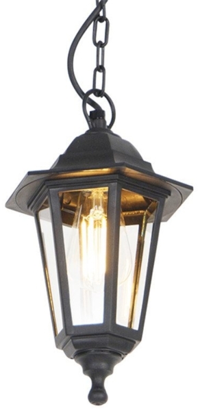 Qazqa Außen-Deckenleuchte New haven, ohne Leuchtmittel, E27, Schwarz, Klassisch / Antik, Kunststoff, 1-flammig