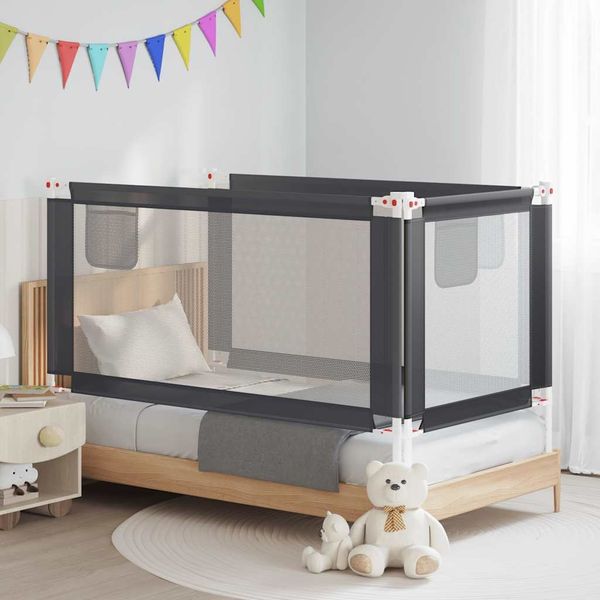 Babybettgitter, Kleinkind-Bettschutzgitter Dunkelgrau 160x25 cm Stoff