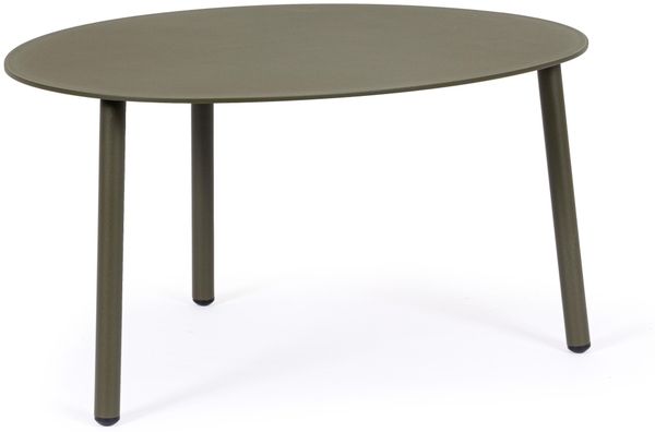 Gartencouchtisch Raspky aus Aluminium, organisches Design, olivegrün, wetterfest, 70x56 cm