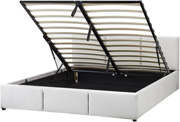 Bett mit Stauraum BOUSSE 160 x 200 cm Samtstoff Hellgrau
