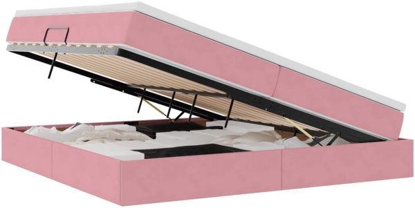 vidaXL Aufbewahrungsbett mit Matratze Rosa 200 x 200 cm Samt 3370328
