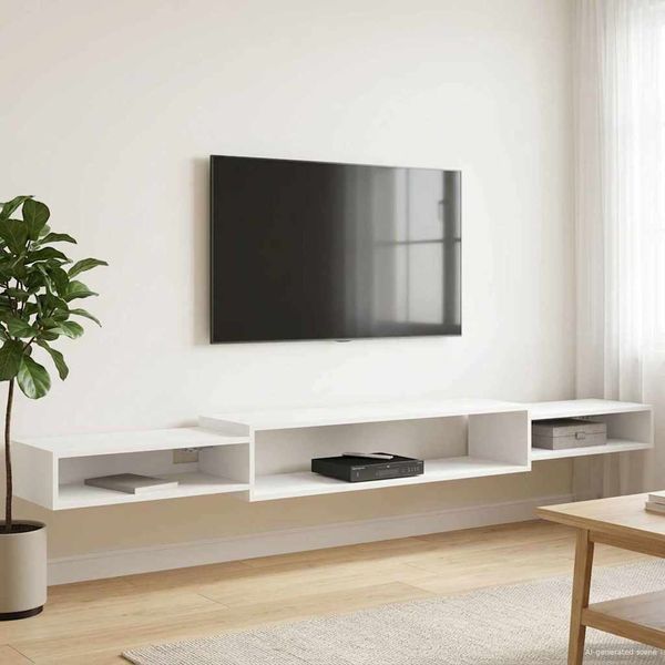 vidaXL Wandmontierter TV-Schrank Wandhalterung Weiß 220 x 28 x 21 cm 8006013