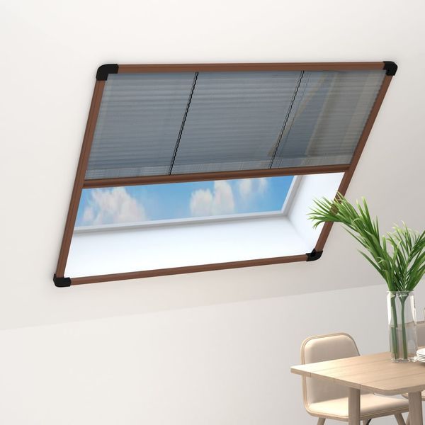vidaXL Insektenschutz-Plissee für Fenster Aluminium Braun 120x120 cm 148656