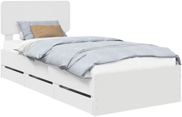 vidaXL Bettrahmen mit Schubladen Weiß 90 x 200 cm Holzwerkstoff 3412220 Bild 2