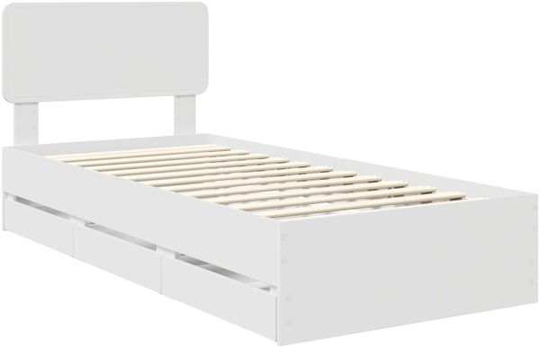 vidaXL Bettrahmen mit Schubladen Weiß 90 x 200 cm Holzwerkstoff 3412220 Bild 4