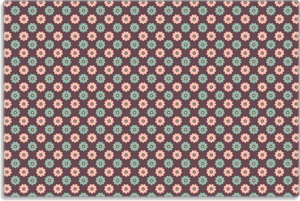 Wallario Frühstücksbrett Muster mit grünen und rosa-farbenen Blüten, (inkl. rutschfester Gummifüße 4mm, 1-St), 20x30cm
