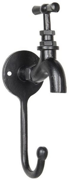 Macosa Home Dekohaken Wandhaken Wasserhahn Metall schwarz retro Haken Wanddeko, (Industrial Stil, Haken Garderobe Wandgarderobe), Wand-Garderobenhaken Dekohaken