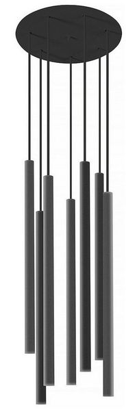 Licht-Erlebnisse Pendelleuchte CULT, LED wechselbar, Hängelampe Schwarz Metall 7-flammig G9 elegant Wohnzimmer