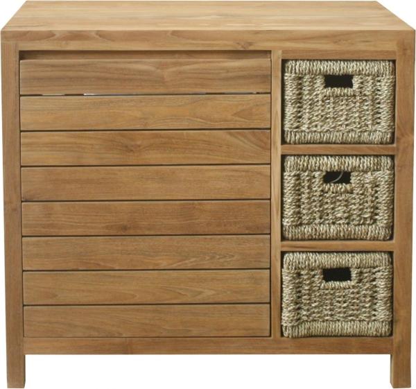 Waschbeckenunterschrank Lomma Teak Massivholz - Breite vom Unterschrank: 90 cm