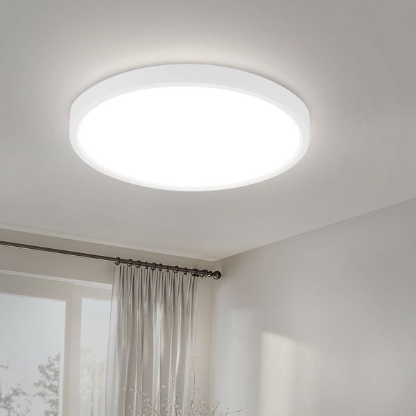 ZMH LED Deckenleuchte Flach Rund - 22CM Modern Weiß 3000K Warmweiß Badlampe IP44 Wasserfest für Flur Balkon Wohnzimmer Schlafzimmer Küche