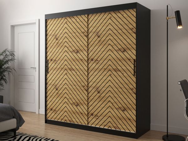 Kleiderschrank Sonter I 180 (Farbe: Schwarz / Artisan Eiche + Schwarz, Größe: 180 cm, mit Schubladen) Bild 2