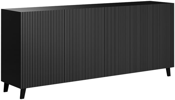 Bellamio 'Tana' Kommode, schwarz mit geriffelter Front, 85x40x185 cm, Sideboard mit 4 Türen und 8 Fächern Bild 2