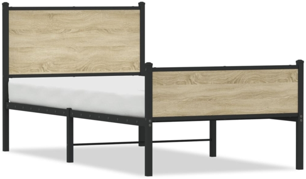 vidaXL Metallbett ohne Matratze Sonoma-Eiche 90x190 cm 4007896