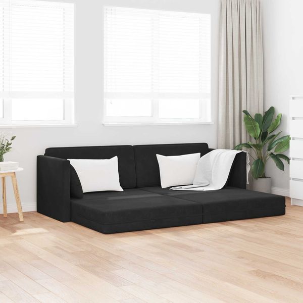 vidaXL Boden-Sofa-Bett Schwarz 213 x 70 x 77 cm Samt 4106730